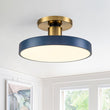 Load image into Gallery viewer, Contemporary Brass Blue Round LED Semi Flush Lighting