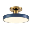 Load image into Gallery viewer, Contemporary Brass Blue Round LED Semi Flush Lighting