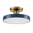 Load image into Gallery viewer, Contemporary Brass Blue Round LED Semi Flush Lighting