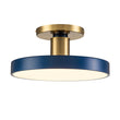 Load image into Gallery viewer, Contemporary Brass Blue Round LED Semi Flush Lighting
