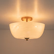 Load image into Gallery viewer, French 3-Light White Clouded Glass Round Semi Flush Mount
