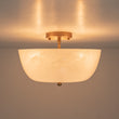 Load image into Gallery viewer, French 3-Light White Clouded Glass Round Semi Flush Mount