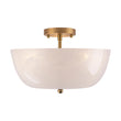 Load image into Gallery viewer, French 3-Light White Clouded Glass Round Semi Flush Mount