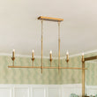 Load image into Gallery viewer, French Country 5-Light Fabric Shade Candle Linear Island Chandelier
