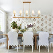 Load image into Gallery viewer, French Country 5-Light Fabric Shade Candle Linear Island Chandelier