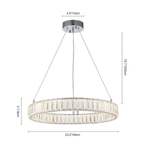 Modern Luxury Chrome Crystal LED Ring Chandelier