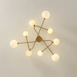 Load image into Gallery viewer, Opal Glass Bubble Brass Linear Sputnik Semi Flush Mount