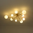 Load image into Gallery viewer, Opal Glass Bubble Brass Linear Sputnik Semi Flush Mount