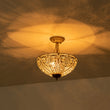 Load image into Gallery viewer, Victorian Antique Bronze Crystal Semi Flush Light
