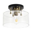 Load image into Gallery viewer, LightFixturesUSA - 1 - Light Black Brass Clear Glass Drum Semi Flush Mount - Ceiling Light - 11.8 in -