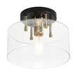 Load image into Gallery viewer, LightFixturesUSA - 1 - Light Black Brass Clear Glass Drum Semi Flush Mount - Ceiling Light - 11.8 in -