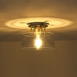 Load image into Gallery viewer, LightFixturesUSA - 1 - Light Black Brass Clear Glass Drum Semi Flush Mount - Ceiling Light - 11.8 in -