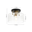 Load image into Gallery viewer, LightFixturesUSA - 1 - Light Black Brass Clear Glass Drum Semi Flush Mount - Ceiling Light - 11.8 in -