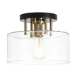 Load image into Gallery viewer, LightFixturesUSA - 1 - Light Black Brass Clear Glass Drum Semi Flush Mount - Ceiling Light - 11.8 in -