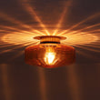 Load image into Gallery viewer, LightFixturesUSA - 1 - Light Caramel Amber Ribbed Glass Round Semi Flush Mount - Ceiling Light - 18.8 in. -