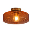 Load image into Gallery viewer, LightFixturesUSA - 1 - Light Caramel Amber Ribbed Glass Round Semi Flush Mount - Ceiling Light - 18.8 in. -
