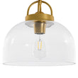 Load image into Gallery viewer, LightFixturesUSA - 1 - Light Clear Glass Dome Shade Semi Flush Mount - Ceiling Light - Brass -
