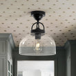 Load image into Gallery viewer, LightFixturesUSA - 1 - Light Clear Glass Dome Shade Semi Flush Mount - Ceiling Light - Brass -