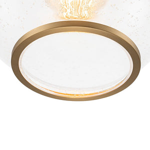 LightFixturesUSA - 1 - Light Corded Seeded Glass Globe Kitchen Pendant Light - Pendant Light - Brass -