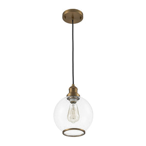 LightFixturesUSA - 1 - Light Corded Seeded Glass Globe Kitchen Pendant Light - Pendant Light - Brass -