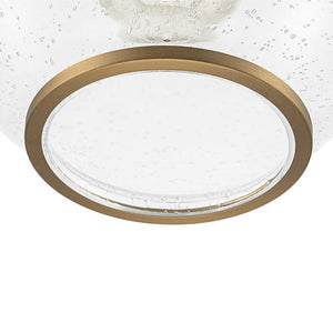 LightFixturesUSA - 1 - Light Corded Seeded Glass Globe Kitchen Pendant Light - Pendant Light - Brass -