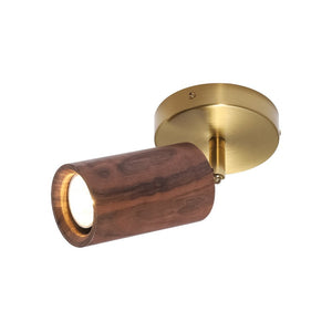 LightFixturesUSA - 1 - Light GU10 Adjustable Wooden Ceiling Spotlight Track Light - Ceiling Light - Walnut -