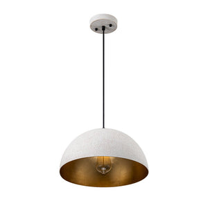 LightFixturesUSA - 1 - Light Industrial Limestone Style Metal Dome Pendant - Pendant Light - 13.7 in -