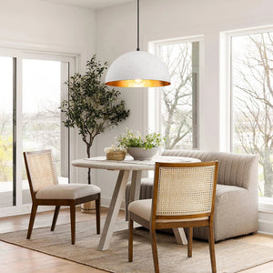 LightFixturesUSA - 1 - Light Industrial Limestone Style Metal Dome Pendant - Pendant Light - 13.7 in -