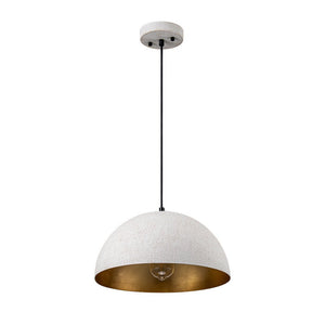 LightFixturesUSA - 1 - Light Industrial Limestone Style Metal Dome Pendant - Pendant Light - 13.7 in -