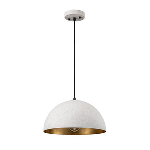 LightFixturesUSA - 1 - Light Industrial Limestone Style Metal Dome Pendant - Pendant Light - 13.7 in -