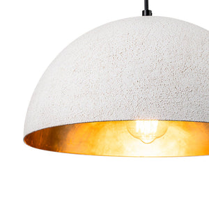 LightFixturesUSA - 1 - Light Industrial Limestone Style Metal Dome Pendant - Pendant Light - 13.7 in -