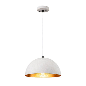 LightFixturesUSA - 1 - Light Industrial Limestone Style Metal Dome Pendant - Pendant Light - 13.7 in -