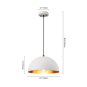 LightFixturesUSA - 1 - Light Industrial Limestone Style Metal Dome Pendant - Pendant Light - 13.7 in -