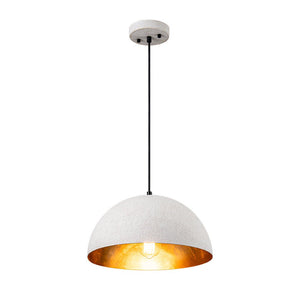 LightFixturesUSA - 1 - Light Industrial Limestone Style Metal Dome Pendant - Pendant Light - 13.7 in -