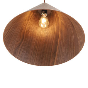 LightFixturesUSA - 1 - Light Modern Farmhouse Wood Grain Cone Kitchen Pendant - Pendant Light - Light Oak -