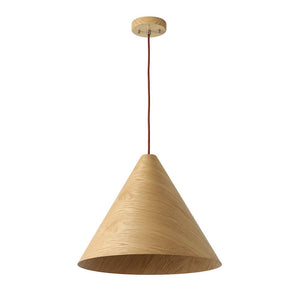 LightFixturesUSA - 1 - Light Modern Farmhouse Wood Grain Cone Kitchen Pendant - Pendant Light - Light Oak -