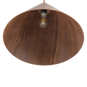 LightFixturesUSA - 1 - Light Modern Farmhouse Wood Grain Cone Kitchen Pendant - Pendant Light - Light Oak -
