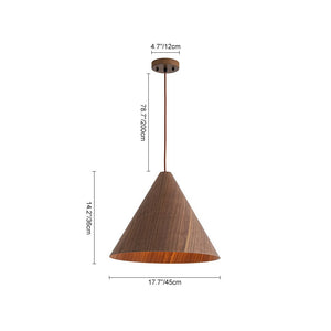 LightFixturesUSA - 1 - Light Modern Farmhouse Wood Grain Cone Kitchen Pendant - Pendant Light - Light Oak -