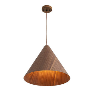 LightFixturesUSA - 1 - Light Modern Farmhouse Wood Grain Cone Kitchen Pendant - Pendant Light - Light Oak -