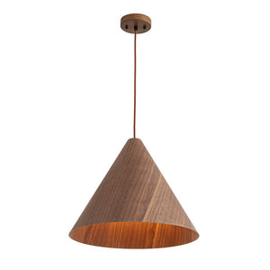 LightFixturesUSA - 1 - Light Modern Farmhouse Wood Grain Cone Kitchen Pendant - Pendant Light - Light Oak -