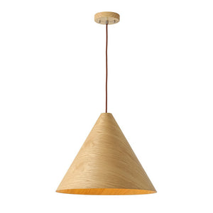 LightFixturesUSA - 1 - Light Modern Farmhouse Wood Grain Cone Kitchen Pendant - Pendant Light - Light Oak -