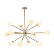Load image into Gallery viewer, LightFixturesUSA - 12 - Light Brass Firework Opal Glass Globe Sputnik Chandelier - Chandelier - Brass -