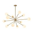 Load image into Gallery viewer, LightFixturesUSA - 12 - Light Brass Firework Opal Glass Globe Sputnik Chandelier - Chandelier - Brass -