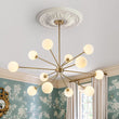 Load image into Gallery viewer, LightFixturesUSA - 12 - Light Brass Firework Opal Glass Globe Sputnik Chandelier - Chandelier - Brass -