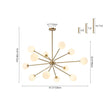 Load image into Gallery viewer, LightFixturesUSA - 12 - Light Brass Firework Opal Glass Globe Sputnik Chandelier - Chandelier - Brass -