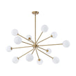 Load image into Gallery viewer, LightFixturesUSA - 12 - Light Brass Firework Opal Glass Globe Sputnik Chandelier - Chandelier - Brass -