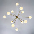 Load image into Gallery viewer, LightFixturesUSA - 12 - Light Brass Firework Opal Glass Globe Sputnik Chandelier - Chandelier - Brass -