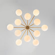 Load image into Gallery viewer, LightFixturesUSA - 12 - Light Brass Tiered Opal Glass Bubble Semi Flush Chandelier - Chandelier - Brass (Exclusive Offer) -