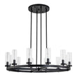 Load image into Gallery viewer, LightFixturesUSA-12-Light Clear Glass Shade Wagon Wheel Chandelier-Chandelier-Black-