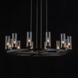 Load image into Gallery viewer, LightFixturesUSA-12-Light Clear Glass Shade Wagon Wheel Chandelier-Chandelier-Black-
